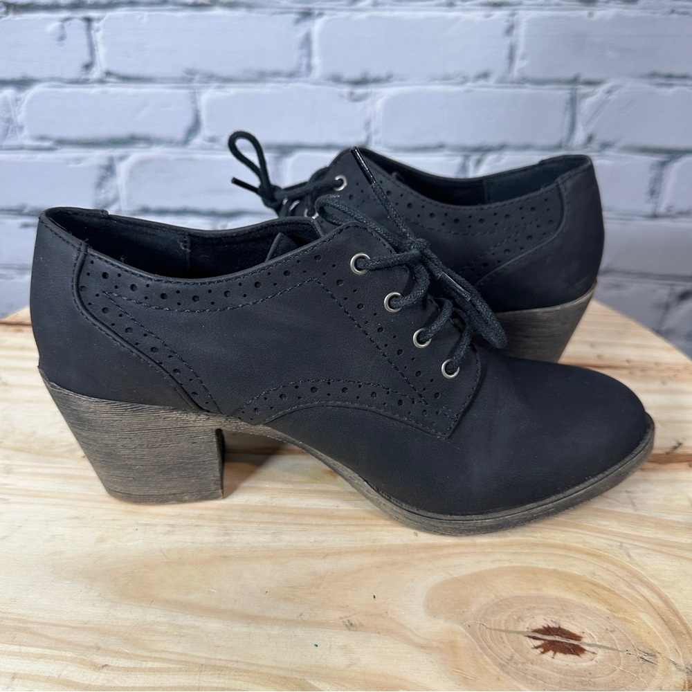 Rocket Dog Selina Chunky Heel Oxford Shoes Black Booties Lace Up Women’s Size 9 - Picture 7 of 12